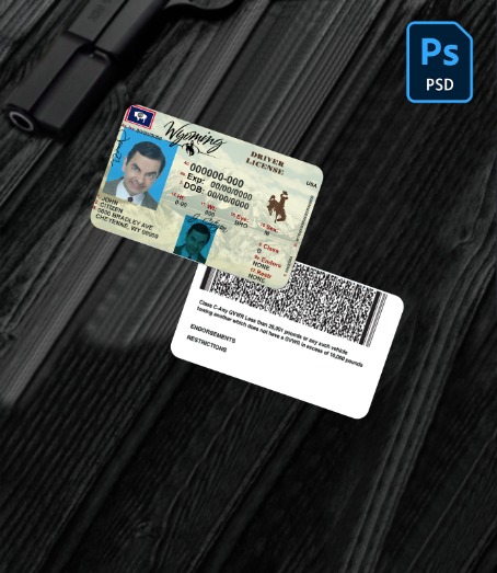 USA Wyoming state driving license PSD